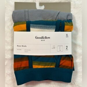 Goodfellow & Co 2 pack Men’s Underwear Boxer Briefs size XL Teal Stripe Gray NEW